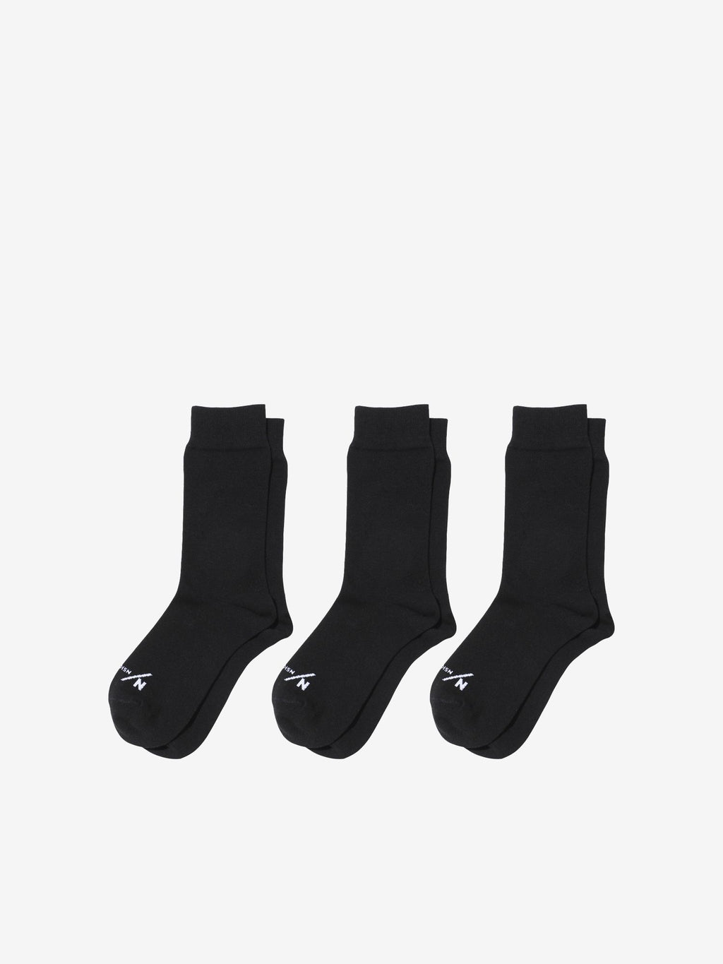 Basic Light Three Piece Regular Socks (Unisex) - Black
