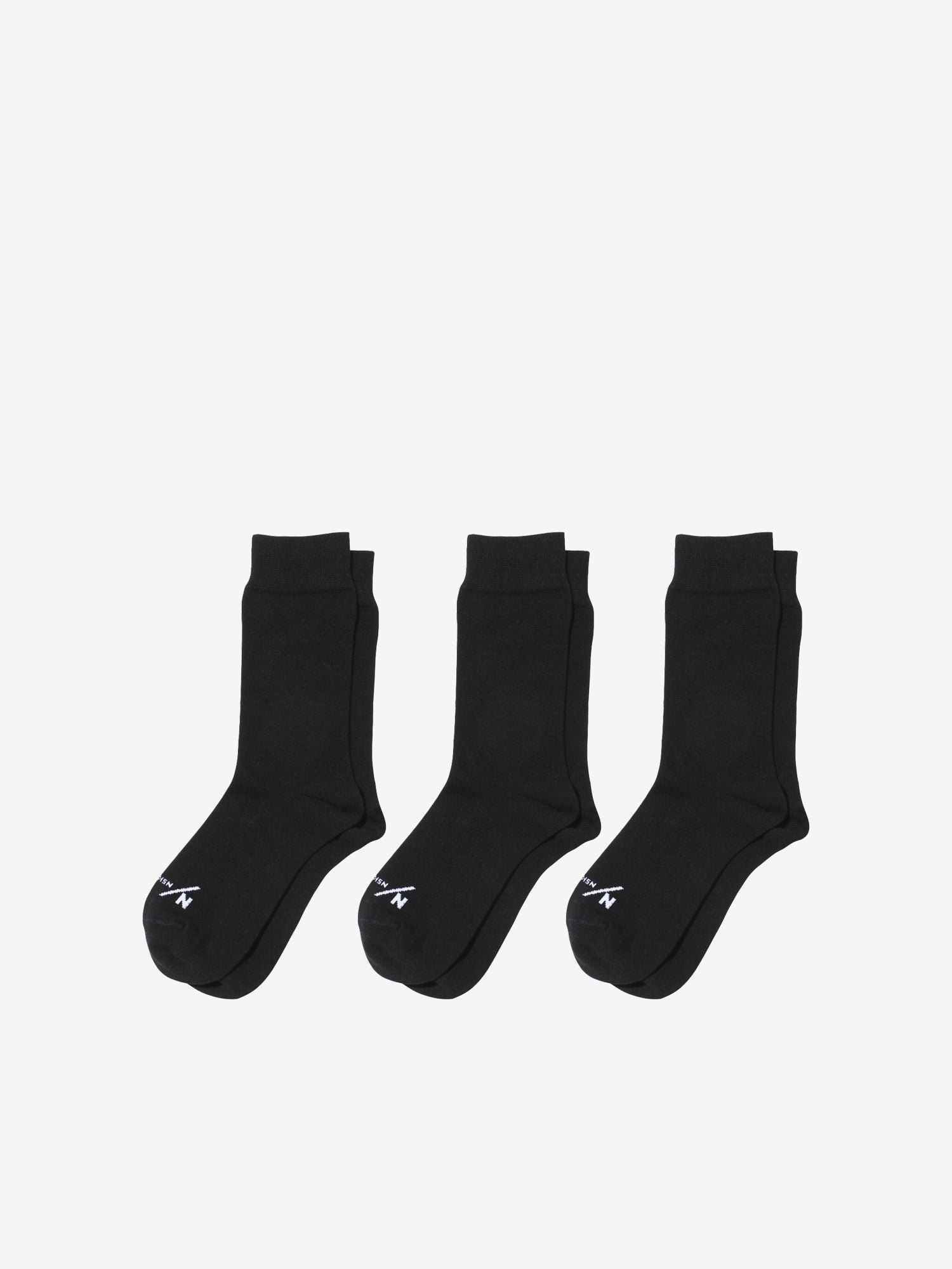 Basic Light Three Piece Regular Socks (Unisex) - Black