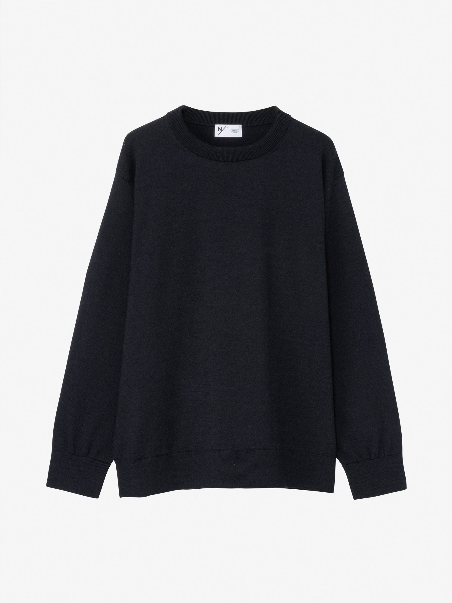 Wool Knit Long Sleeve Crew (Unisex) - Black