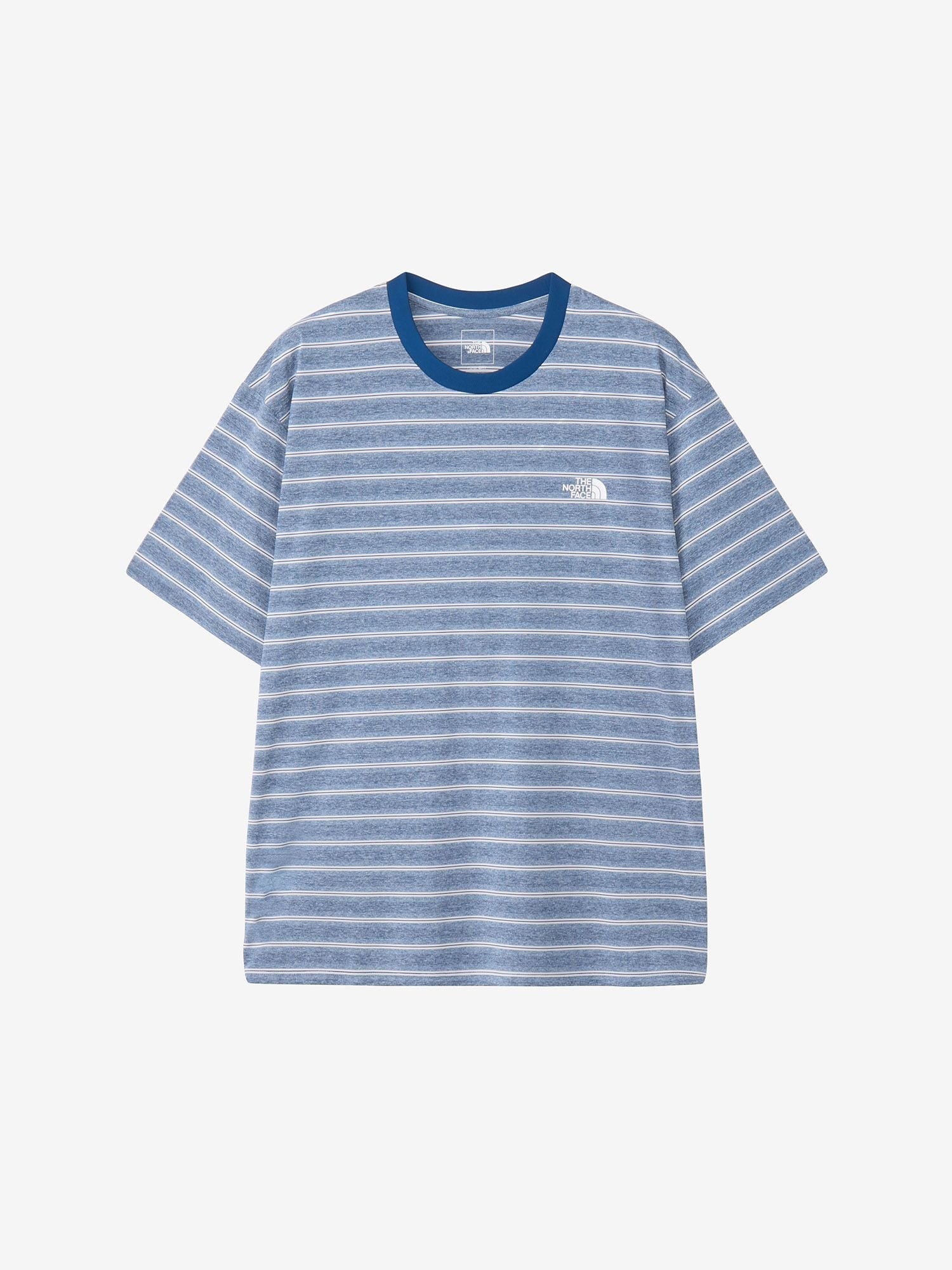 Short Sleeve Free Run Border Crew (Unisex) - Mountain Blue
