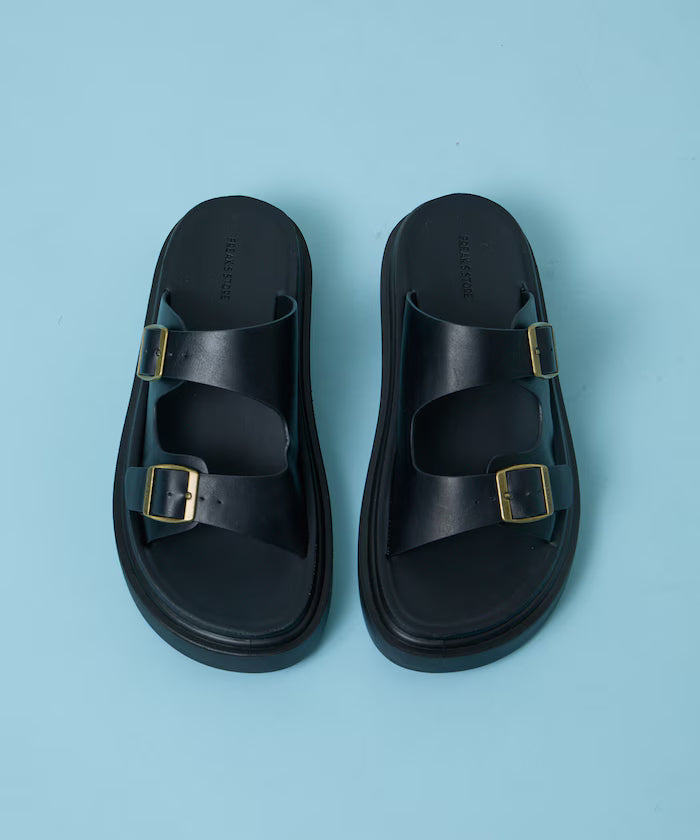 Lazerette SW Double Strap Slide Sandal / Platform Sole [23~28cm] 【Limited Edition】 - Black