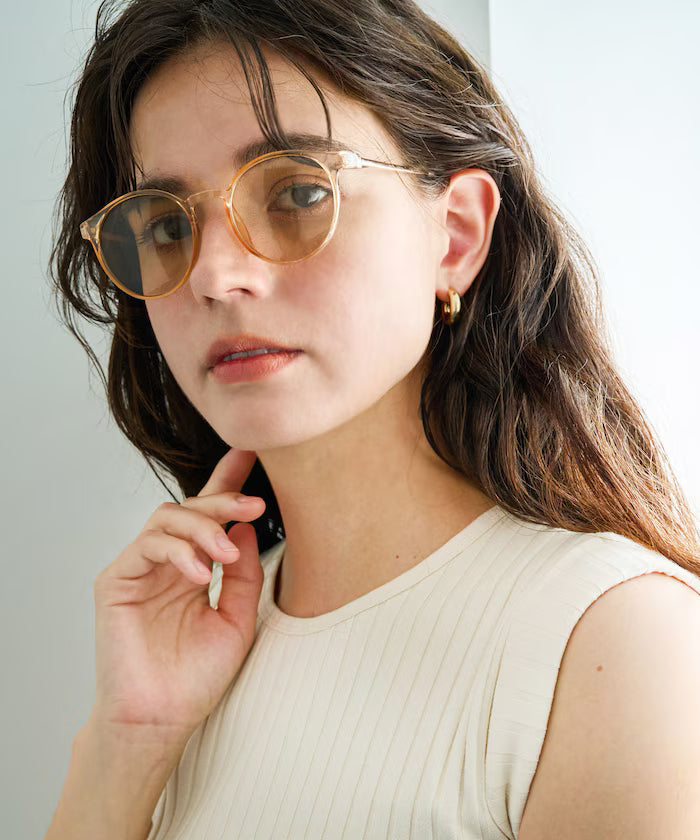Color Frame Boston Fashion Glasses [Limited Edition] - Beige