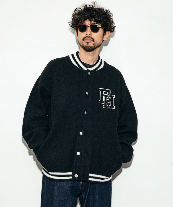 Relaxed Fit Logo Knit Varsity Jacket