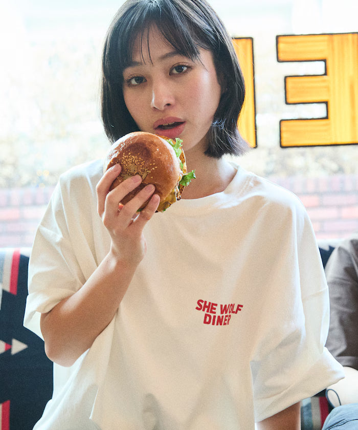 Limited Release SHE WOLF DINER × FREAK'S STORE Shewolf Diner Exclusive Big Silhouette Back Print T-Shirt Antibacterial Odor Resistance Quick Dry