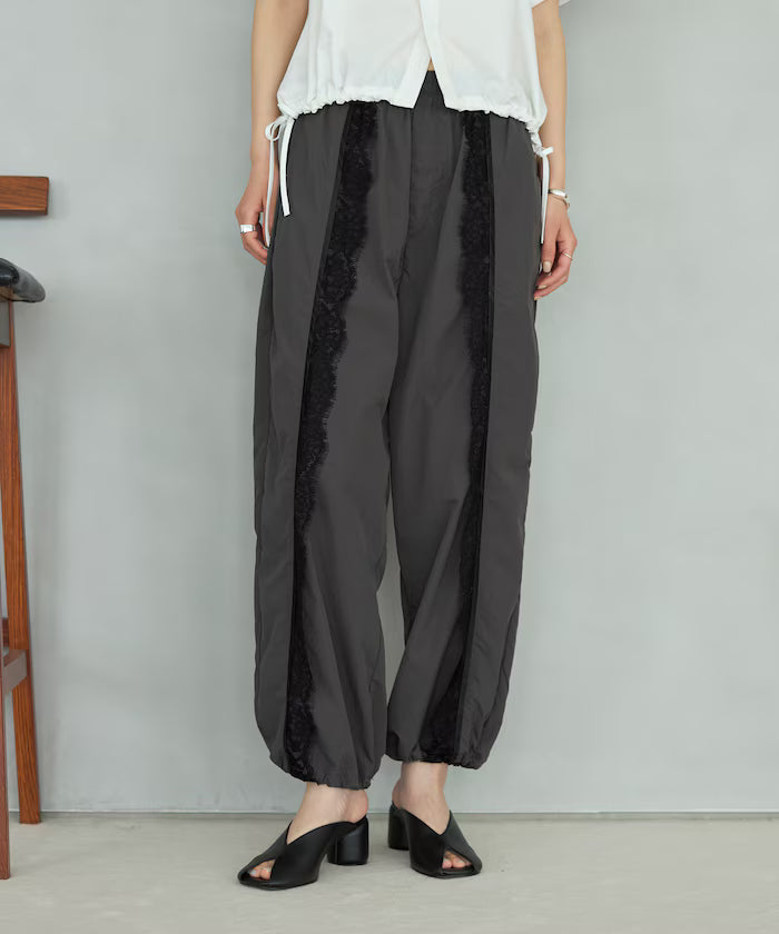 Nylon Lace Easy Wide Pants