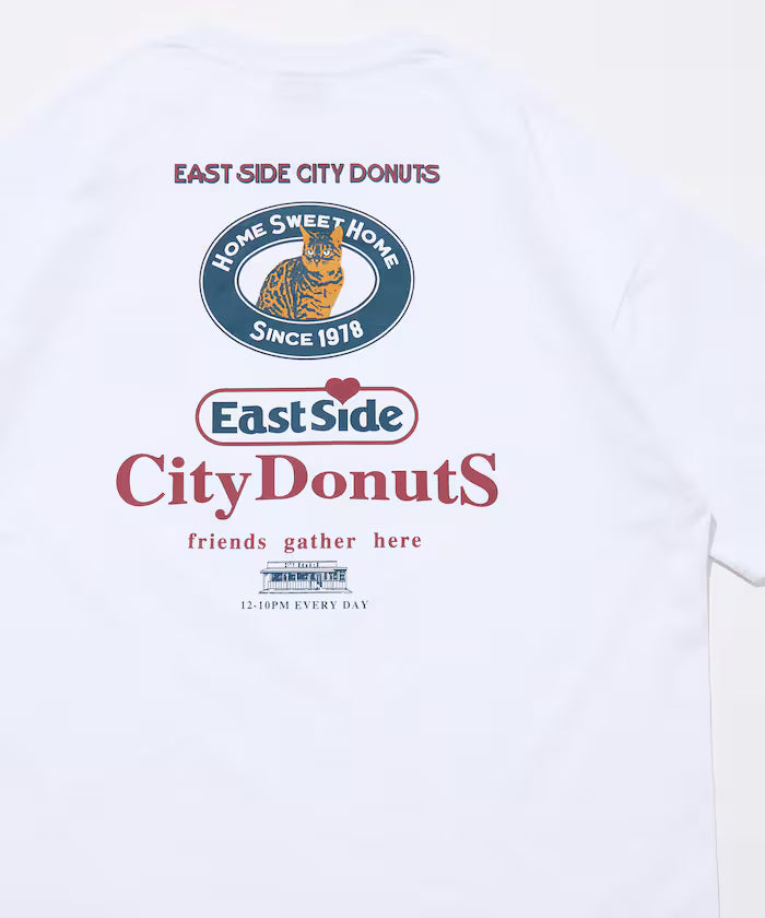 Big Silhouette Back Print Crew Neck T-Shirt / City Dounuts CAT [Limited Edition] - White