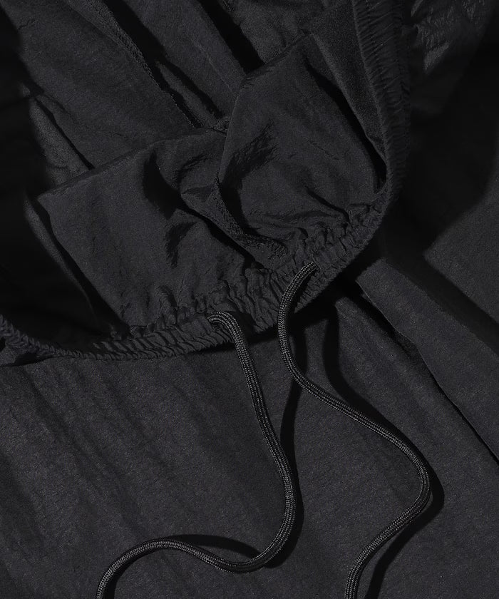 Wide Straight Nylon Track Pants / Tapered Silhouette Easy Nylon Pants