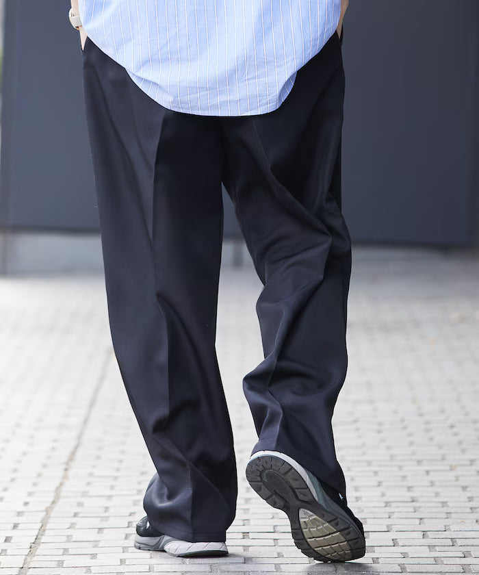 Wide Silhouette Staple Twill Easy Slacks/Wide Slacks [Limited Edition]