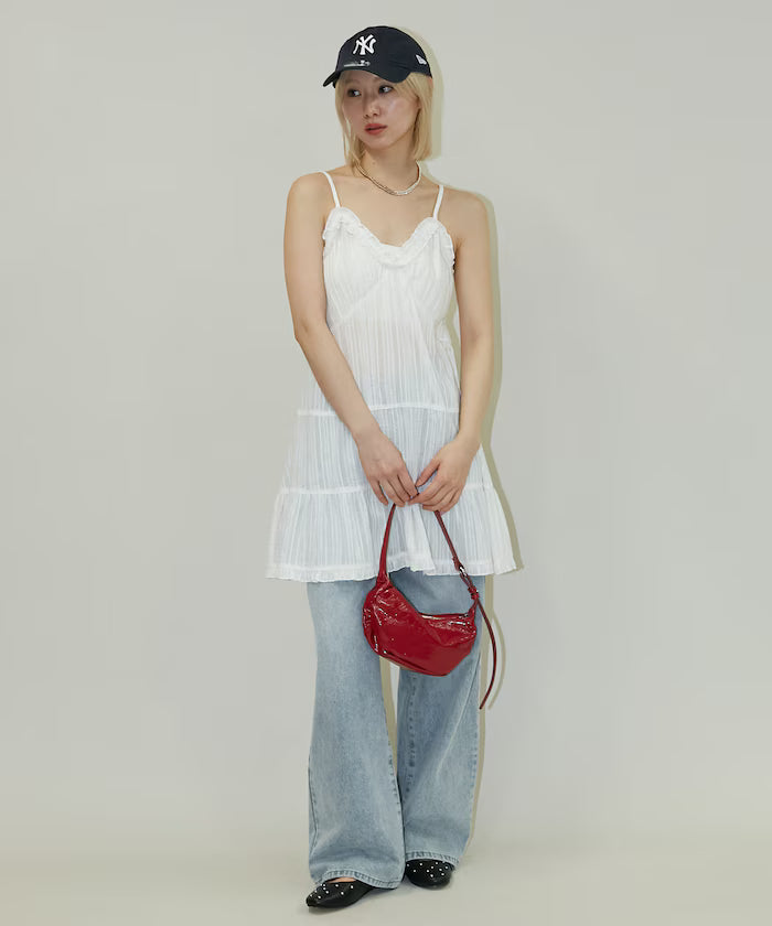 India Cotton Ruffle Tiered Camisole Mini Dress Limited Edition