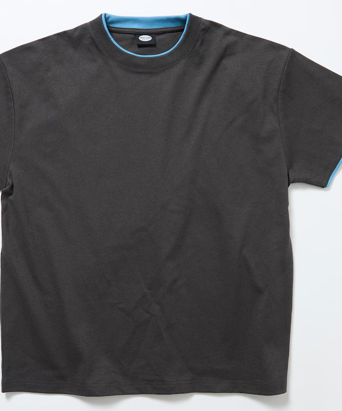 Limited Edition Relaxed Fit Color Block Fake Layered Crew Neck T-Shirt