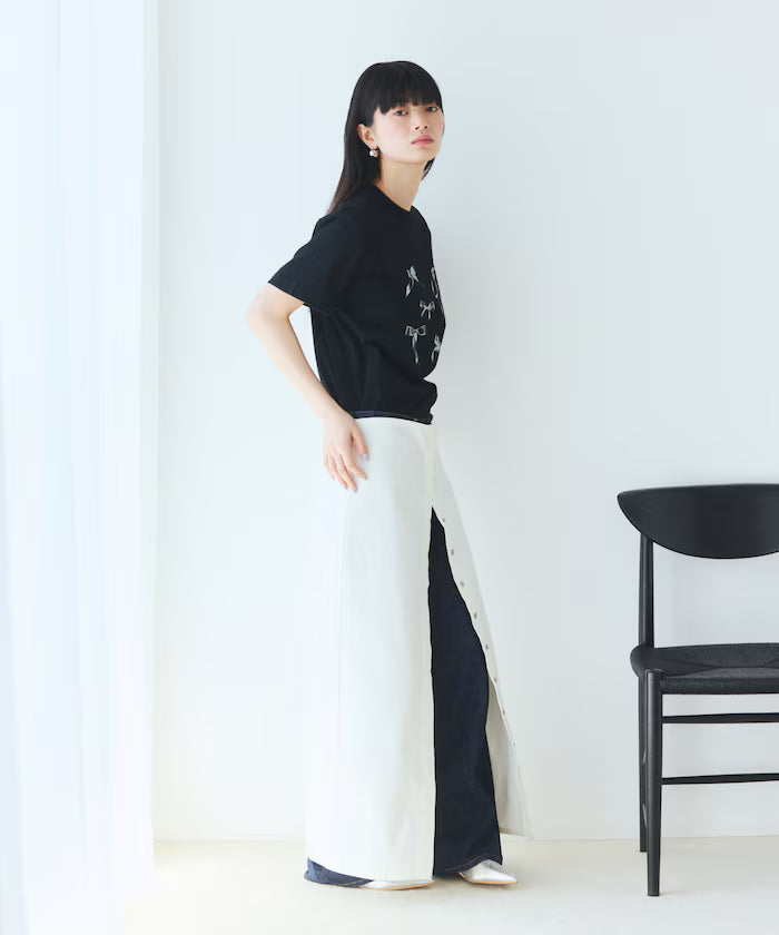 Comfortable Ribbon Print Crew Neck T-shirt