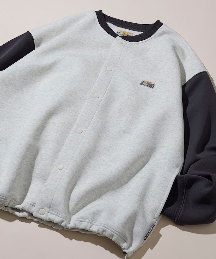 Big Silhouette Cardboard One Point Logo Snap Button Spindle Sweat Cardigan