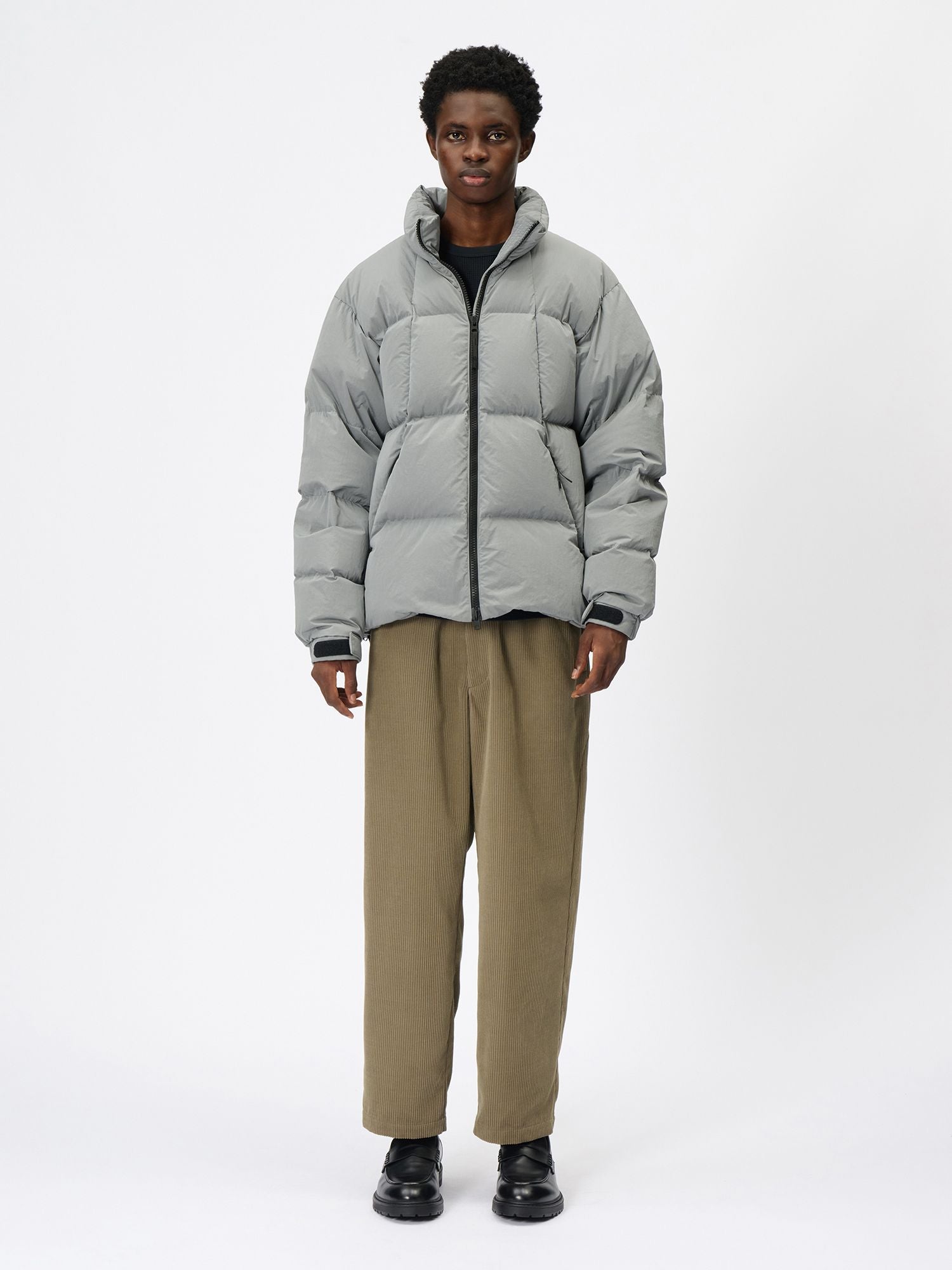 Dope Dyed Ripple Nylon Down Jacket (Unisex)