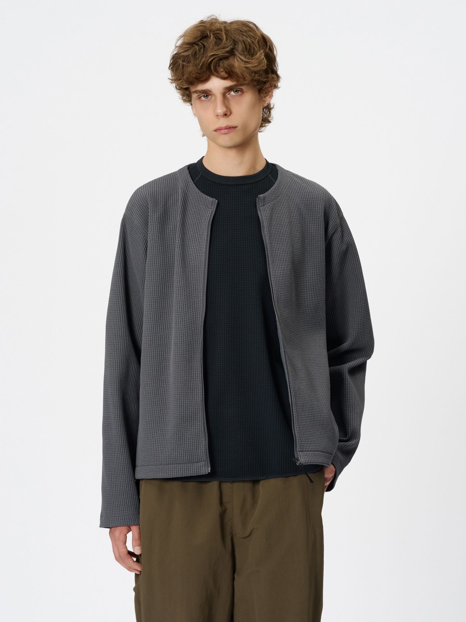 Waffle Light Zip Cardigan (Unisex)