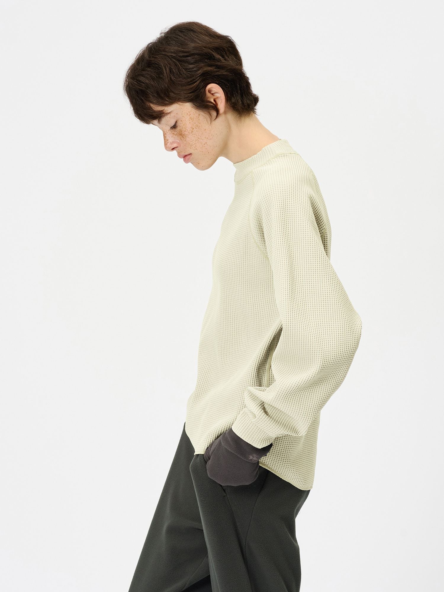 Waffle Light Mock Neck Long Sleeve T-shirt (Women's)