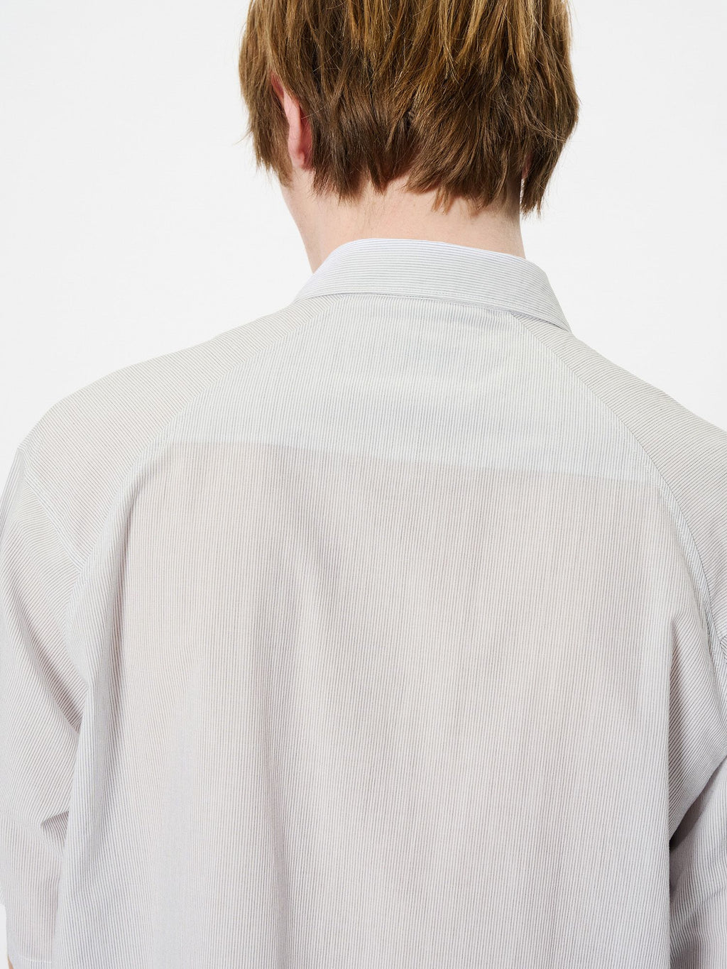 Fine Cotton Sheer Seersucker Striped Short Sleeve Shirt (Unisex)