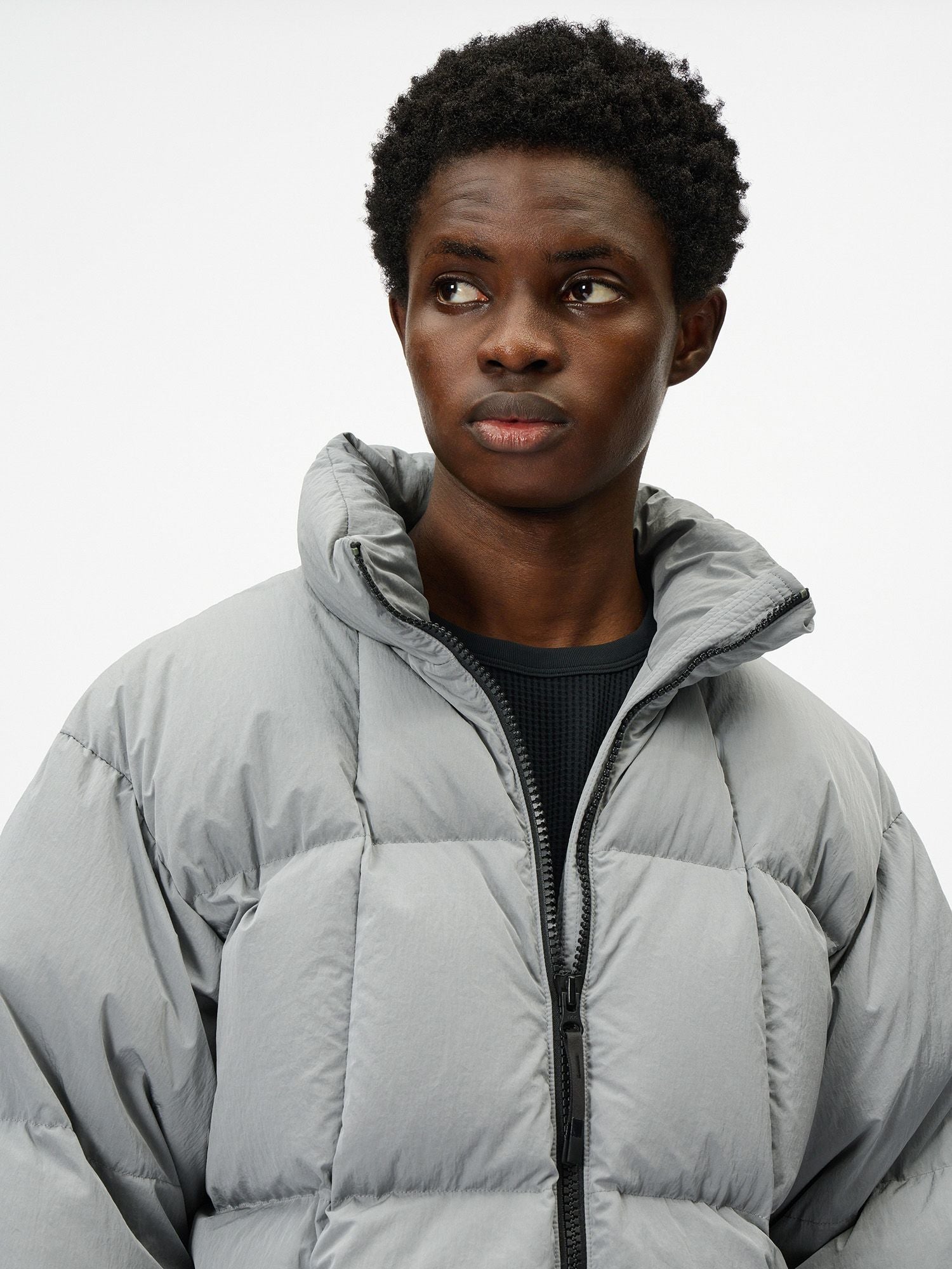 Dope Dyed Ripple Nylon Down Jacket (Unisex)