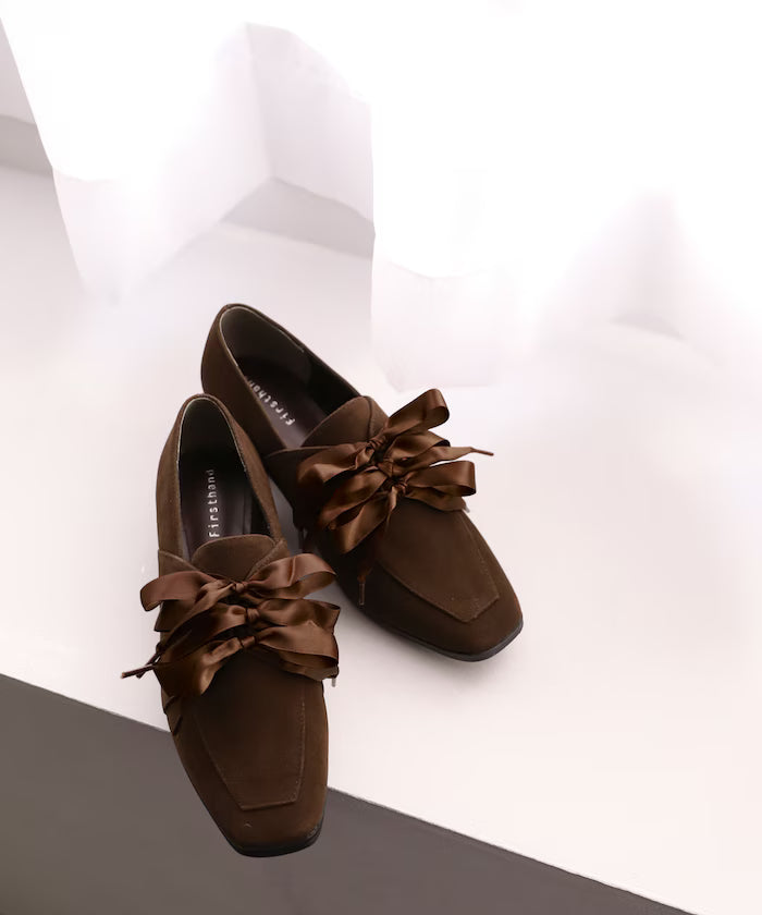 Suede-like Ribbon Lace-up Shoes (Available in sizes 22.5 to 24.5 cm)