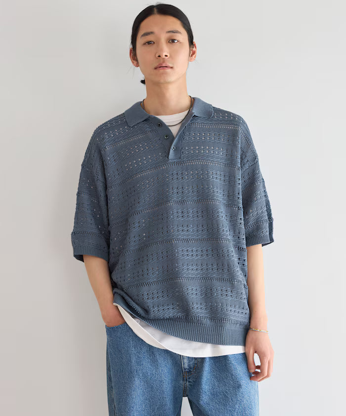 Big Silhouette Short Sleeve Knit Polo Shirt