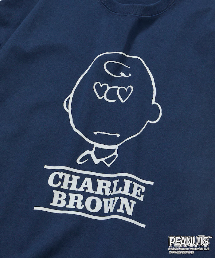 PEANUTS/Peanuts Custom Big Silhouette Crew Neck T-Shirt/Charlie Brown/Heart Eye [Limited Edition]