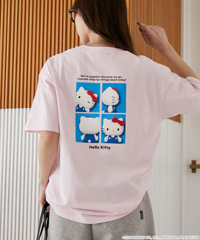 "HELLO KITTY" ID Photo style back print T-shirt limited edition