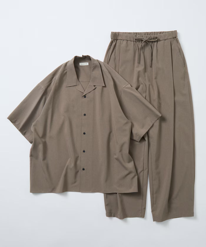 Relaxed Fit Linen Touch Setup/Open Collar Shirt/Wide Slacks [Limited Edition]