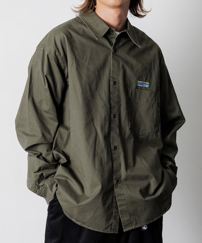 Relax Fit Relaxed Fit Garment Dyed Regular Collar Shirt [Limited Edition] - Olive