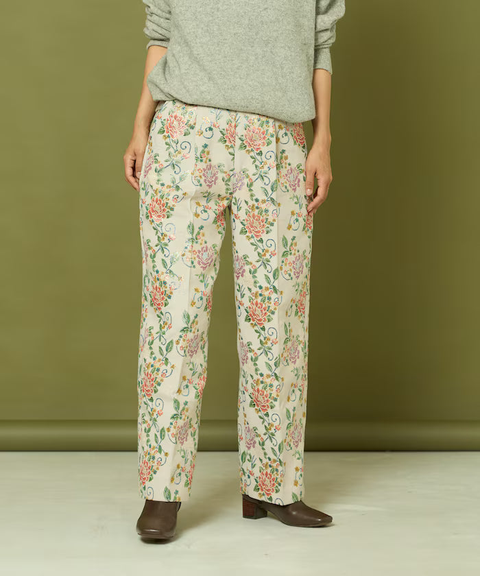 Flower Jacquard Wide Pants