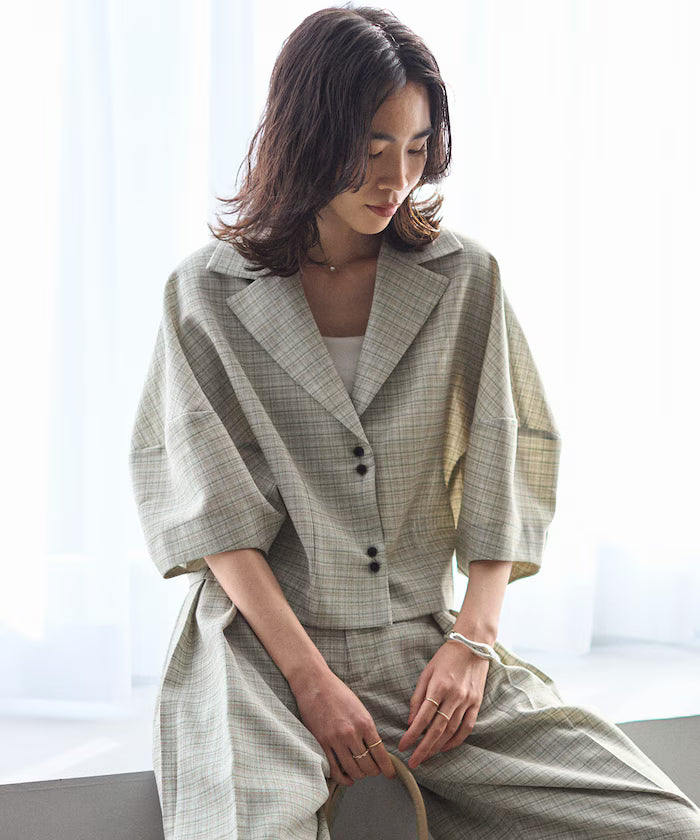 Balloon Sleeve Shirt with Karami Check / Compatible with Set Up - Released on March 11 at 12:00