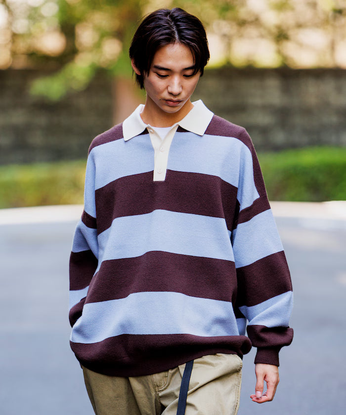 Big Silhouette Border Knit Rugby Shirt [Limited Edition]