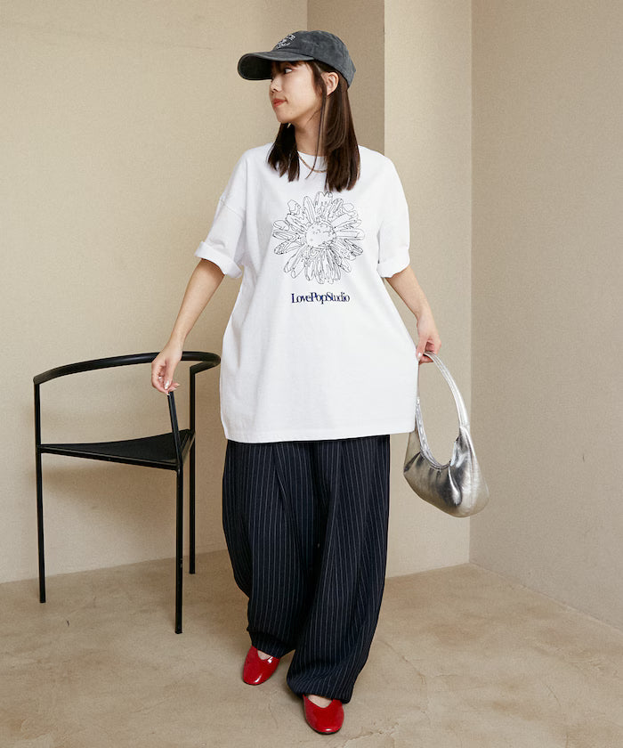 LOVE POP STUDIO Flower Embroidery T-Shirt Limited Edition