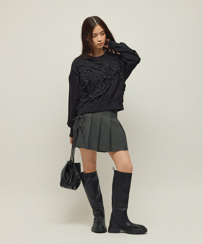 Organic Cotton Gather Ribbon Sweat / Relaxed Fit / French Terry Sweat