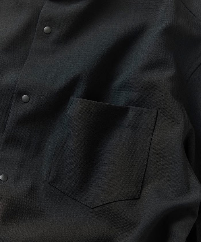[New Color Added] Quick-Dry Material Relaxed Fit Band Collar Shirt Short Sleeve Linen Feel