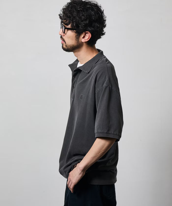 Big Silhouette Vintage Process One Point Embroidery Short Sleeve Polo Shirt