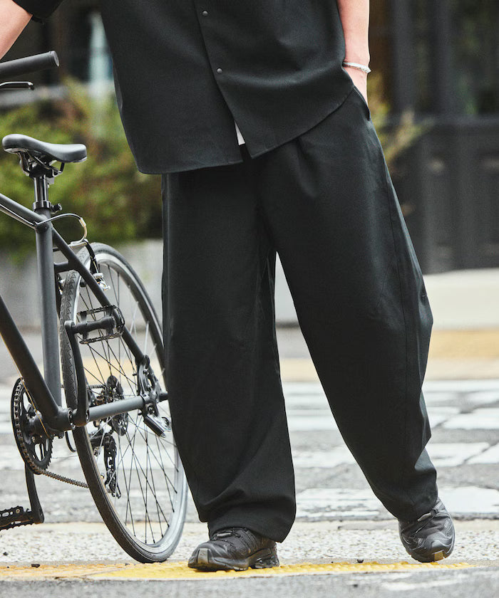 [New Color Added] Quick-Drying Material Relaxed Fit Curved Silhouette Over Pants Linen-Style Home Care