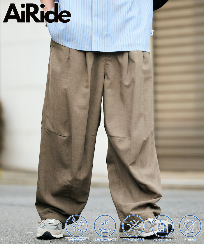 AiRide/Air Ride Wide Silhouette Pocketable Circus Pants/Quick Dry/UV Cut 【Limited Edition】 - Beige