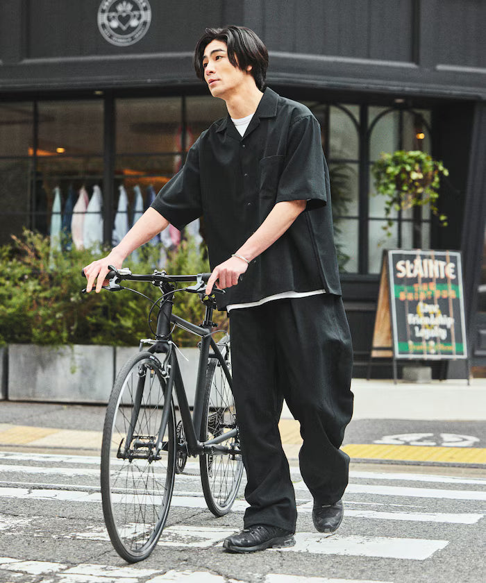 [New Color Added] Quick-Drying Material Relaxed Fit Curved Silhouette Over Pants Linen-Style Home Care