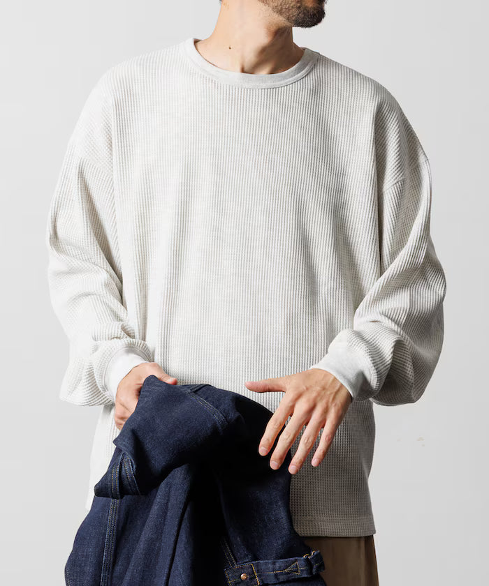 Big Silhouette Long Sleeve Waffle Thermal L/S T-shirt [Limited Edition] - Ash Gray