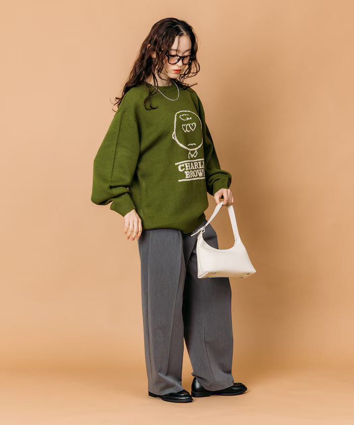 PEANUTS/Peanuts Exclusive Relaxed Fit Jacquard Crewneck Knit / Charlie Brown [Limited Edition]