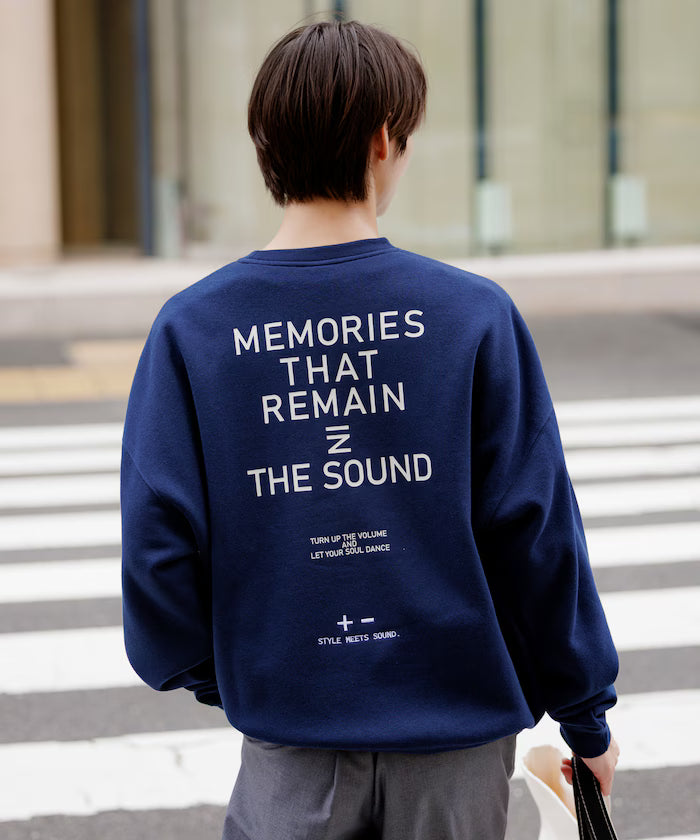 Big silhouette one-point embroidery back print hem code crew neck sweatshirt 【limited edition】