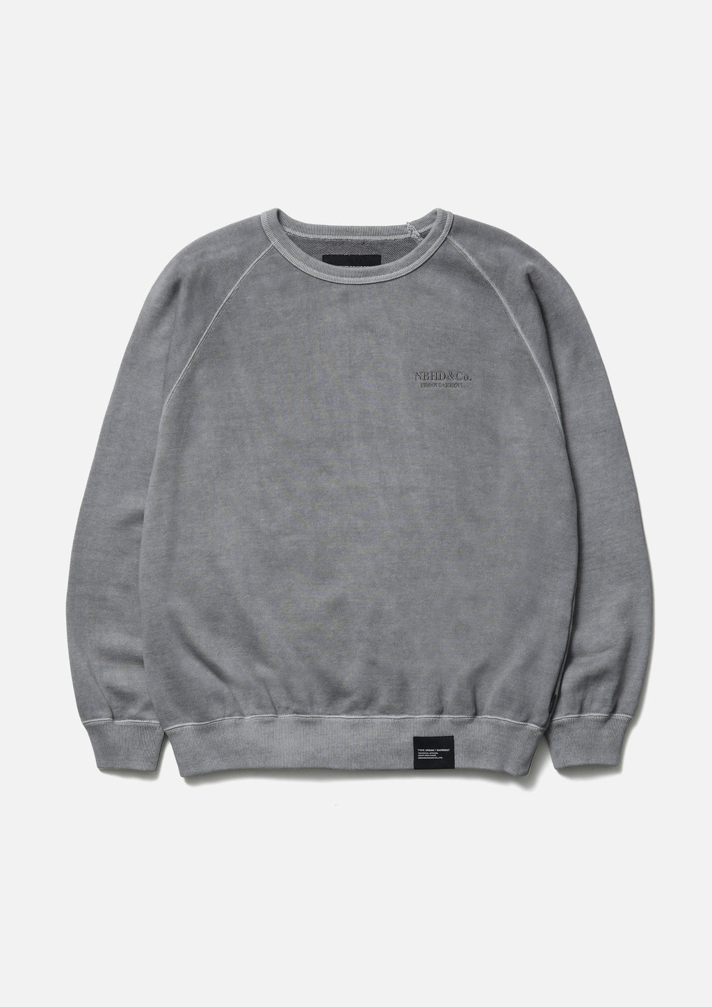 Pigment Dyed Sweat Shirt Ls - GRAY