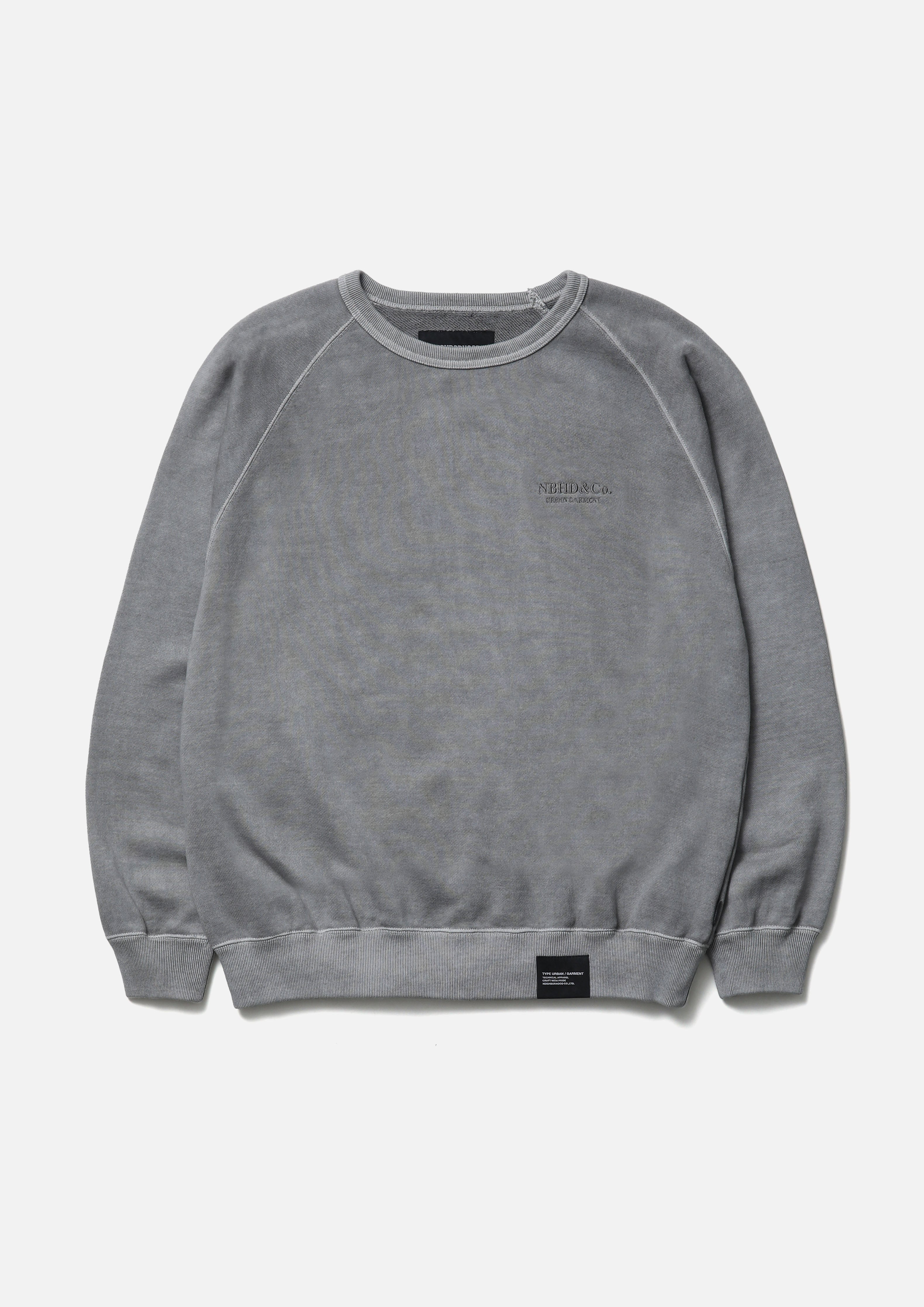 Pigment Dyed Sweat Shirt Ls - GRAY