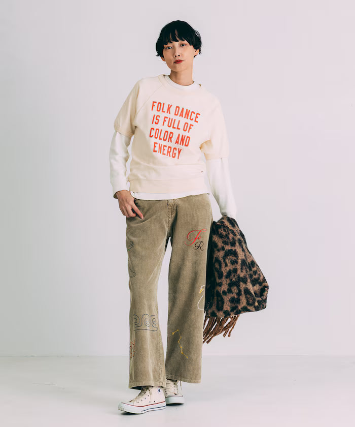 Chain Stitch Corduroy Pants