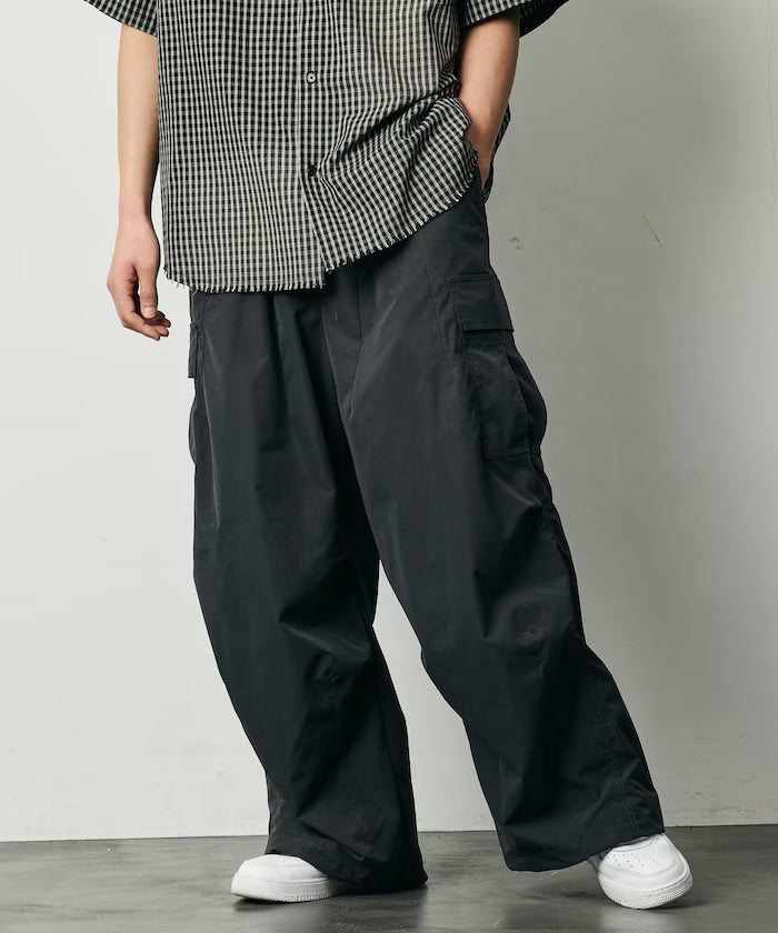 Quick Dry Fabric Wide Silhouette Poly Ripstop Cargo Pants/UV Cut/Quick Dry 【Limited Release】