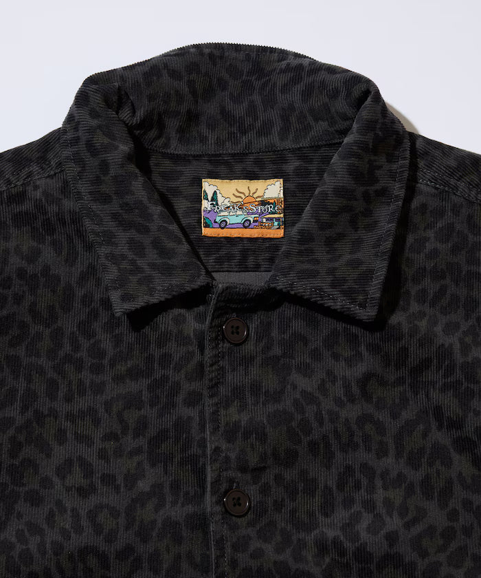 All-over print light corduroy shirt jacket [compatible with set-up]