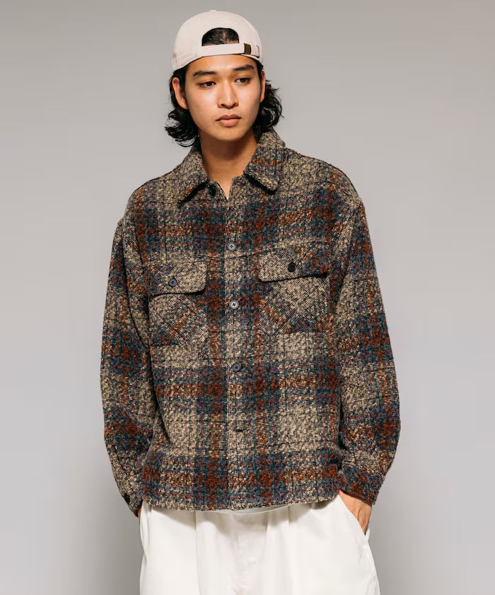 Poly Tweed CPO Check Shirt Jacket
