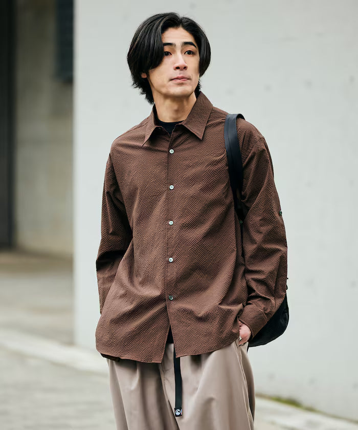AiRide/Air Ride Relax Fit 2WAY Roll Up Sheer Seersucker Shirt/Pocketable/Quick Dry/UV Cut [Limited Release]