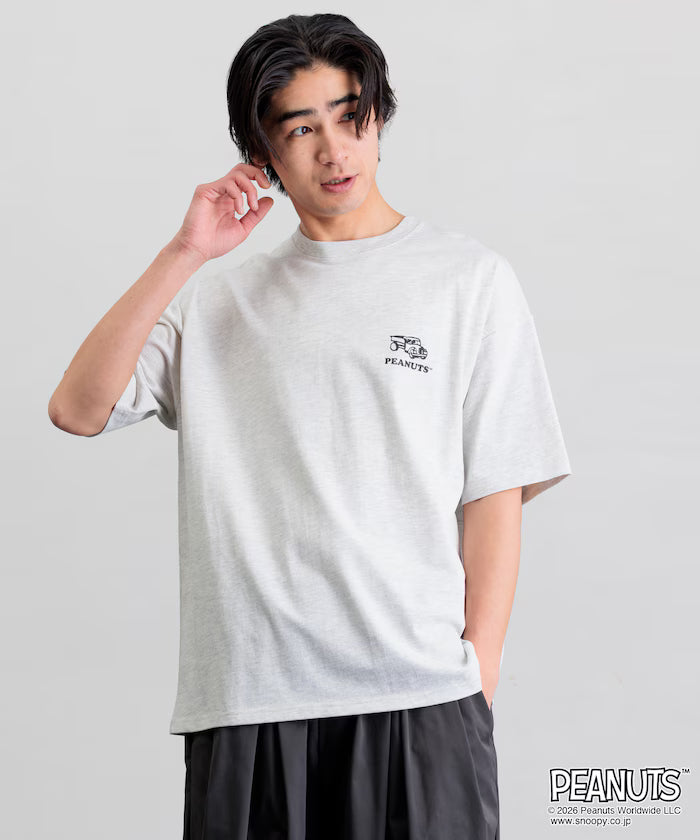 PEANUTS/Peanuts Exclusive Big Silhouette Back Print Crew Neck T-Shirt/HAPPY FUN DAY [Limited Release]