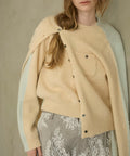 Alpaca Blend Bicolor Knit Cardigan - Off White
