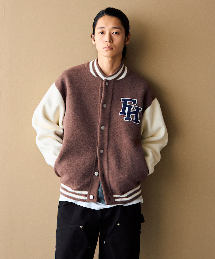 Relaxed Fit Logo Knit Varsity Jacket